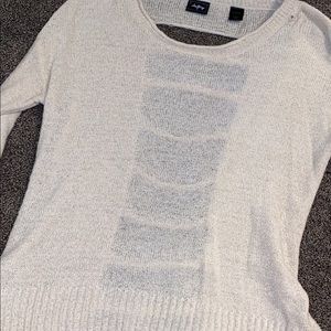 Buckle sweater cream open back